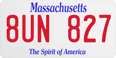 MA license plate 8UN827