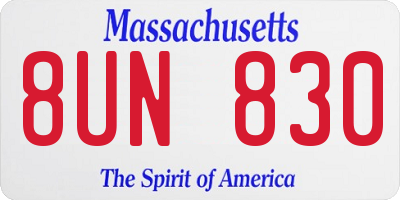 MA license plate 8UN830