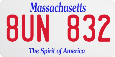 MA license plate 8UN832