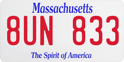 MA license plate 8UN833