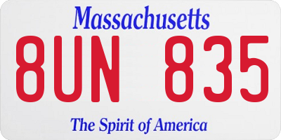 MA license plate 8UN835