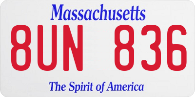 MA license plate 8UN836