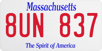 MA license plate 8UN837