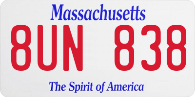 MA license plate 8UN838