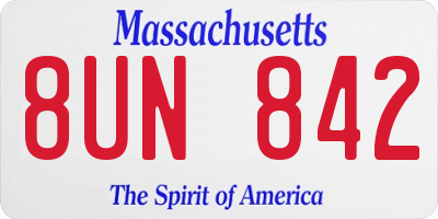MA license plate 8UN842