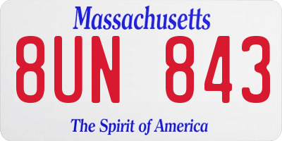 MA license plate 8UN843