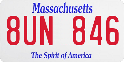 MA license plate 8UN846