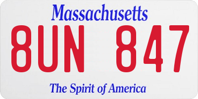 MA license plate 8UN847