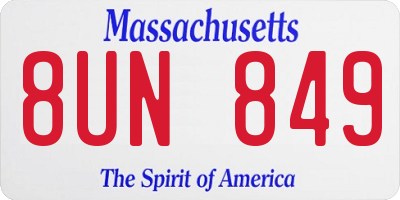 MA license plate 8UN849