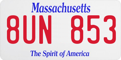 MA license plate 8UN853