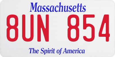 MA license plate 8UN854