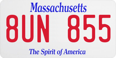 MA license plate 8UN855