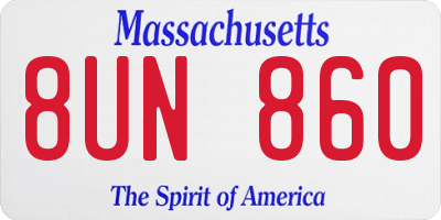 MA license plate 8UN860