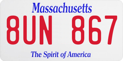 MA license plate 8UN867