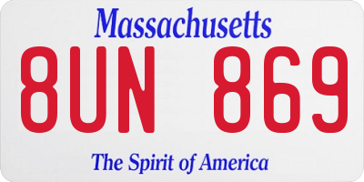MA license plate 8UN869