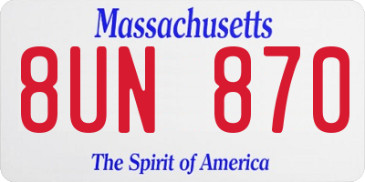 MA license plate 8UN870