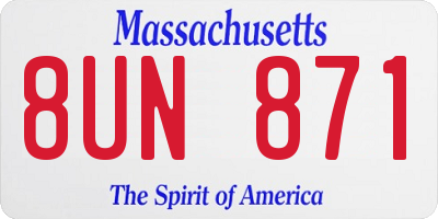 MA license plate 8UN871