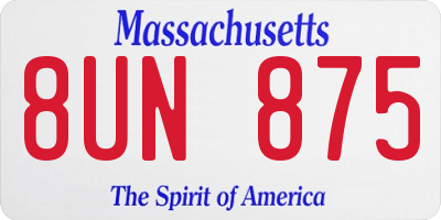 MA license plate 8UN875