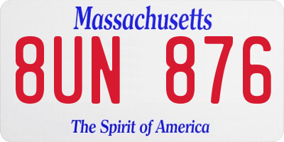 MA license plate 8UN876