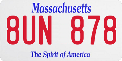MA license plate 8UN878