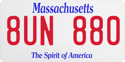 MA license plate 8UN880