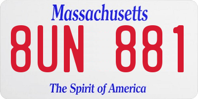 MA license plate 8UN881