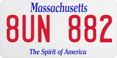 MA license plate 8UN882