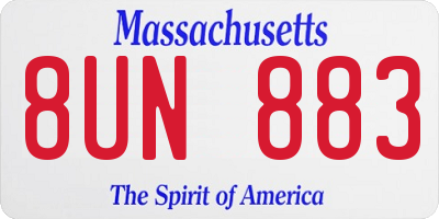 MA license plate 8UN883
