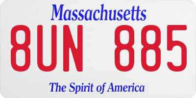 MA license plate 8UN885