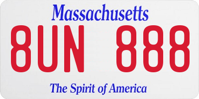 MA license plate 8UN888