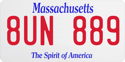 MA license plate 8UN889