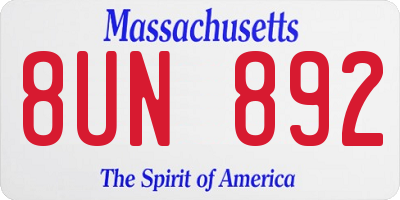 MA license plate 8UN892