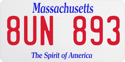 MA license plate 8UN893
