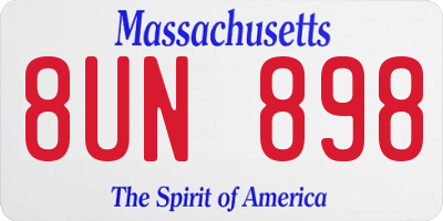 MA license plate 8UN898