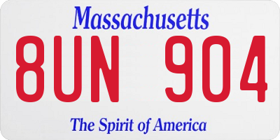 MA license plate 8UN904