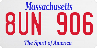 MA license plate 8UN906