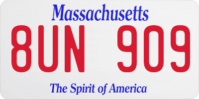 MA license plate 8UN909