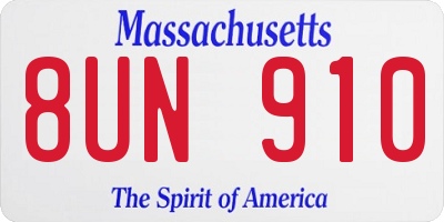 MA license plate 8UN910