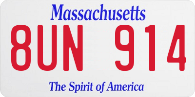 MA license plate 8UN914