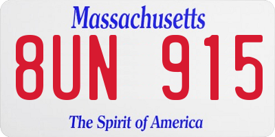 MA license plate 8UN915