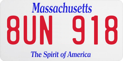 MA license plate 8UN918