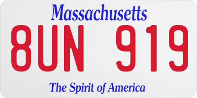 MA license plate 8UN919