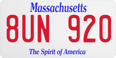 MA license plate 8UN920