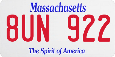 MA license plate 8UN922
