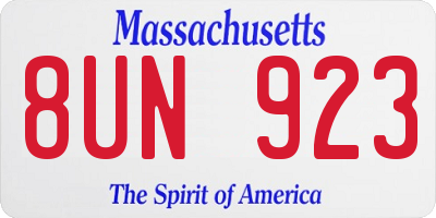 MA license plate 8UN923