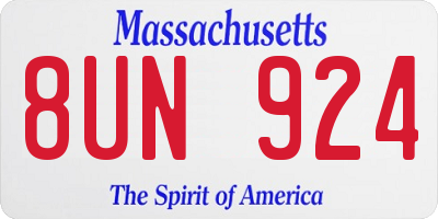 MA license plate 8UN924