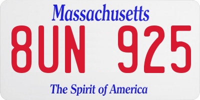 MA license plate 8UN925