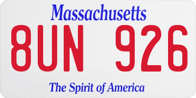 MA license plate 8UN926