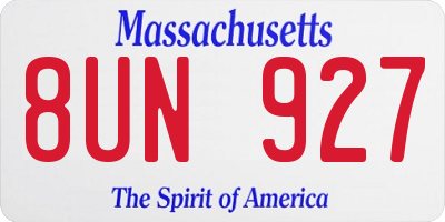MA license plate 8UN927
