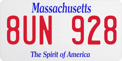 MA license plate 8UN928